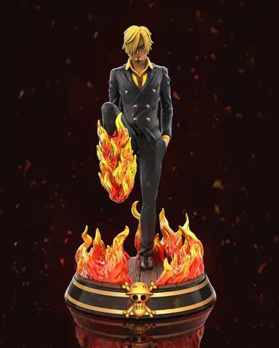 One Piece Sanji Red Stl/obj Para Impresión 3d