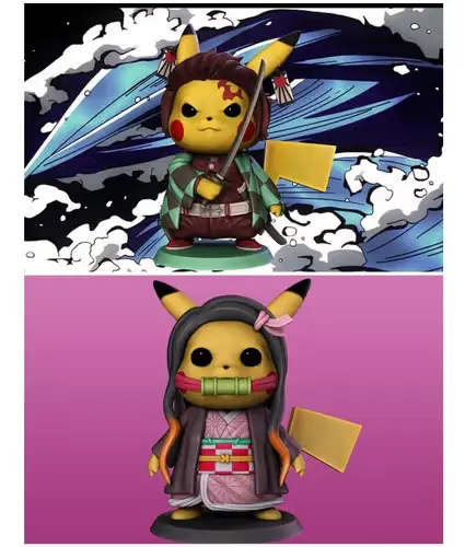 Pikachu Tanjiro Y Nezuko Archivo Stl Para Impresión 3d