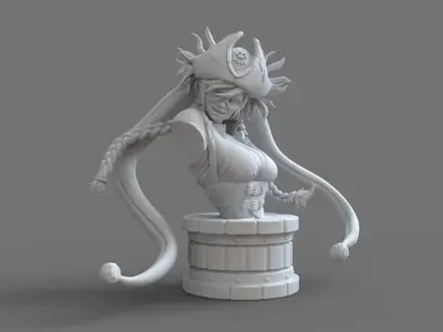 Pirate Harley Quinn Busto Archivo STL OBJ para Impresion 3D