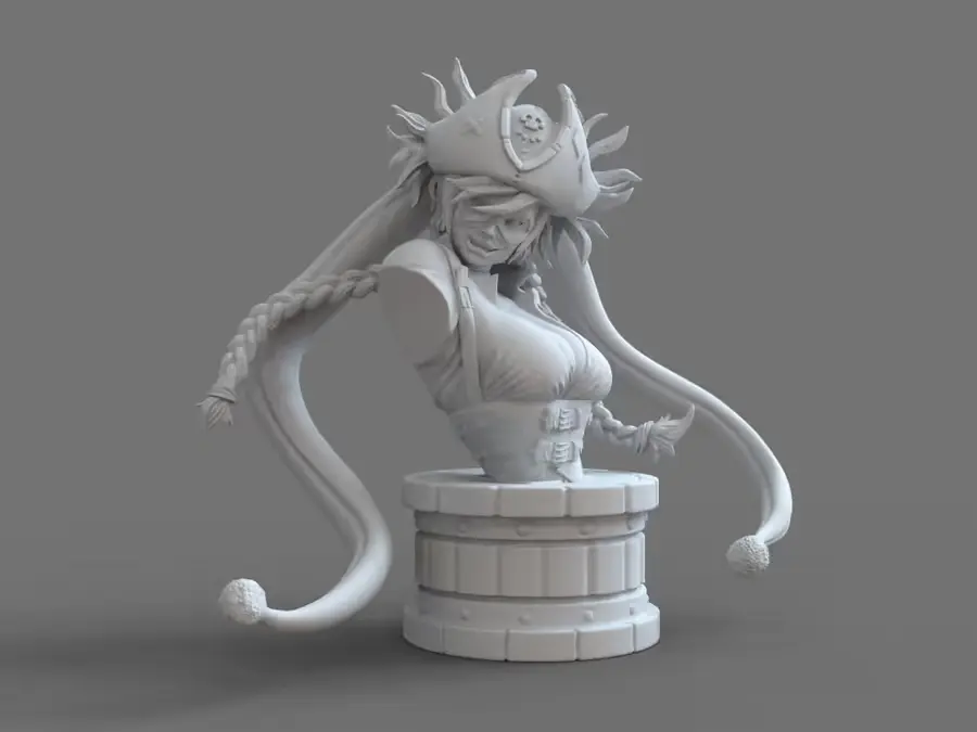 Pirate Harley Quinn Busto Archivo STL OBJ para Impresion 3D