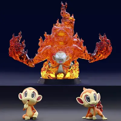 Pokemon Chimchar + Infernape Archivo Stl Para Impresión 3d