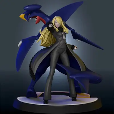 Pokemon Cynthia Garchomp Archivo Stl Para Impresión 3d