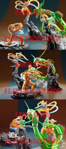 Pokemon Deoxys Vs Rayquaza Archivo Stl Para Impresión 3d
