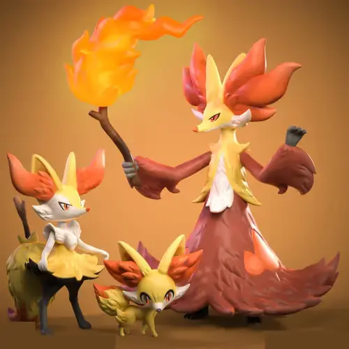 Pokemon Fennekin Evoluciones Archivo Stl Para Impresión 3d