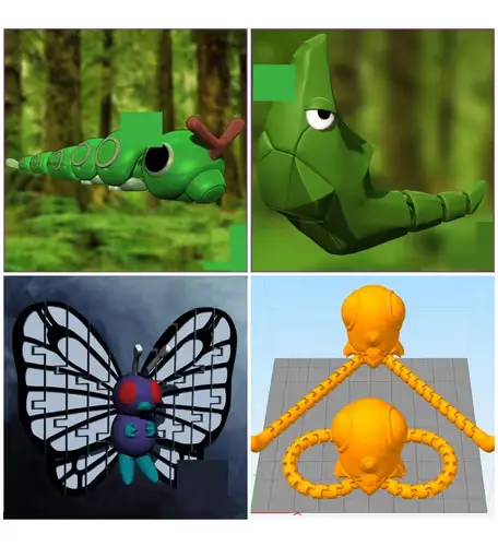 Pokemon Pack Articulado 03 X04 Archivo Stl Para Impresión 3d