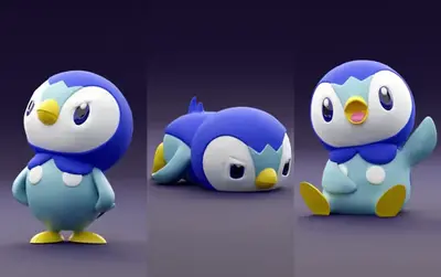 Pokemon Piplup X3 Archivo Stl Para Impresión 3d