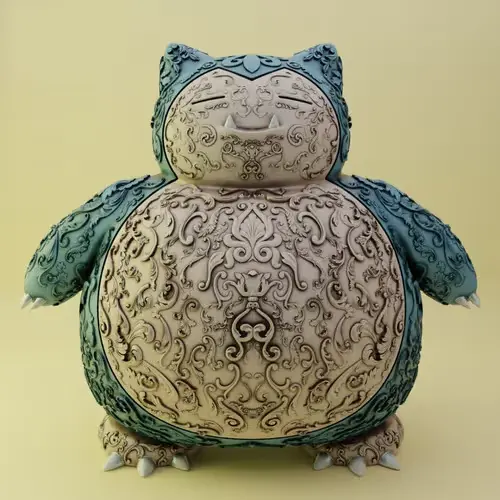 Pokemon Snorlax Ornamental Ff Archivo Stl Para Impresión 3d