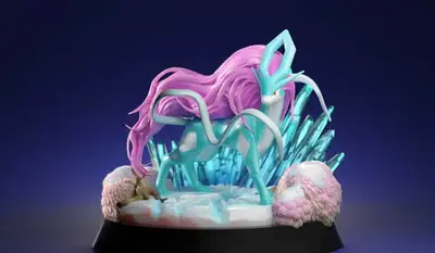 Pokemon Suicine Diorama Archivo Stl Para Impresión 3d