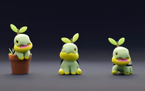 Pokemon Turtwig X3 Archivo Stl Para Impresión 3d