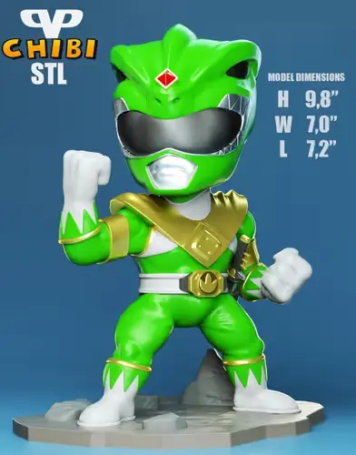 Power Rangers Green Chibi 3dxm Archivos Stl Impresión 3d
