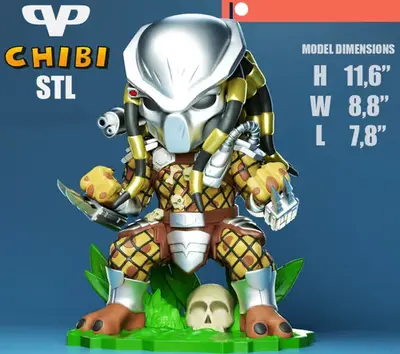 Predator Chibi 3dxm Archivos Stl Obj Impresión 3d