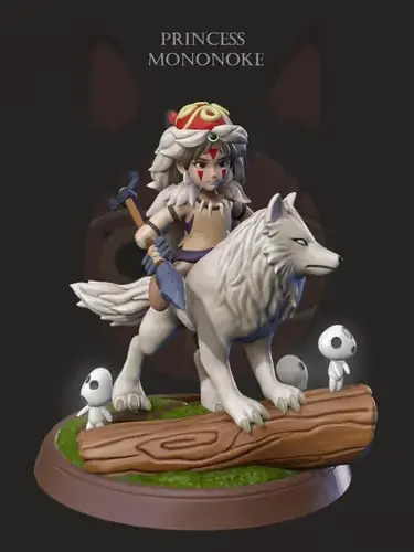 Princesa Mononoke Chibi Archivos Stl Impresion 3d