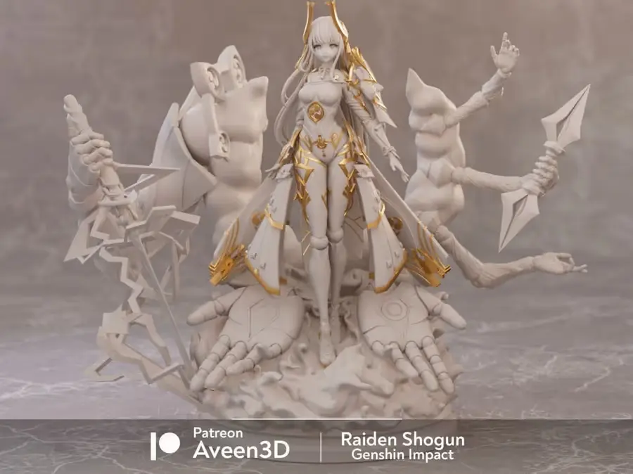 Raiden Shogun Genshin Impact Archivo Stl Para Impresion 3D