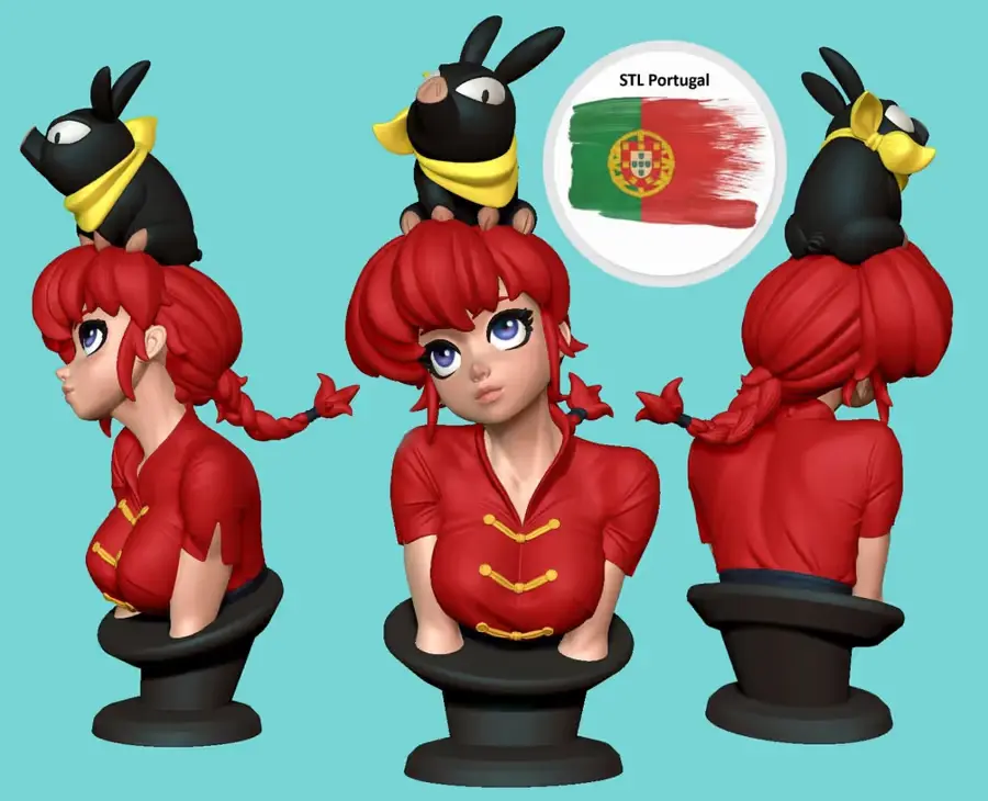Ranma y Pechan Busto Archivo STL OBJ para Impresion 3D