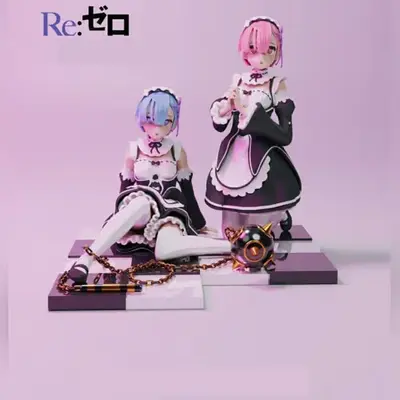 Re-zero Rem And Ram Yukistudio Archivo Stl Para Impresión 3d