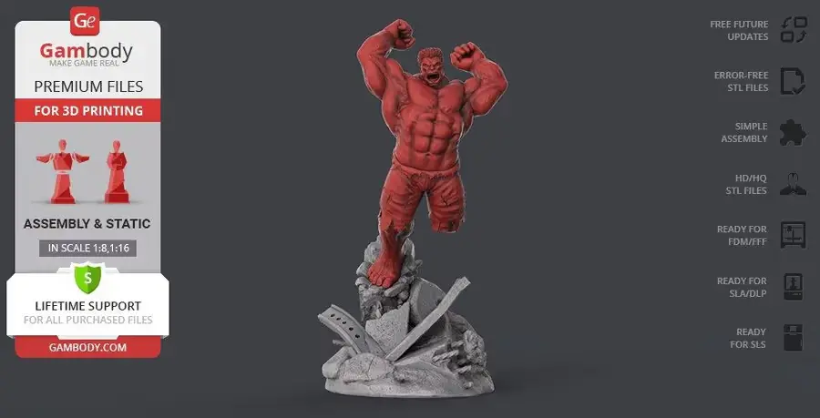 Red Hulk Archivo Stl Para Impresion 3D