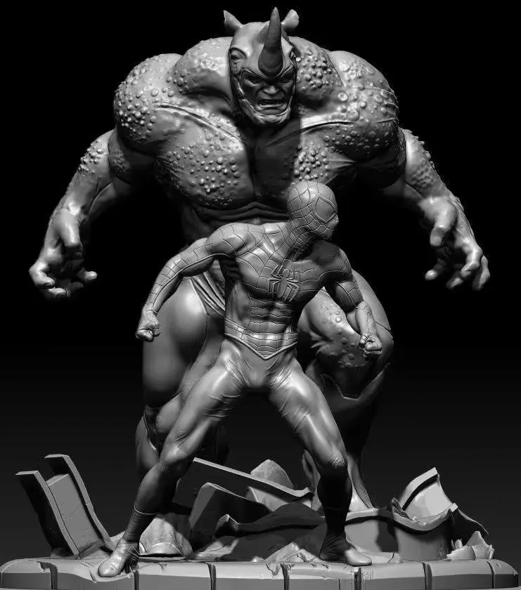 Rhino vs Spiderman Archivo STL OBJ para Impresion 3D