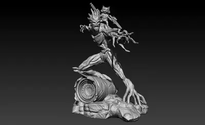 Rocket Groot Archivo STL OBJ para Impresion 3D