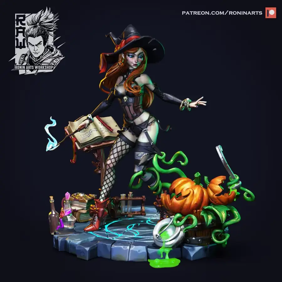 Roninarts Hazel Pin Up Witch Archivo Stl Para Impresion 3D