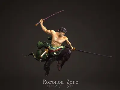 Roronoa Zoro One Piece Archivo STL OBJ para Impresion 3D