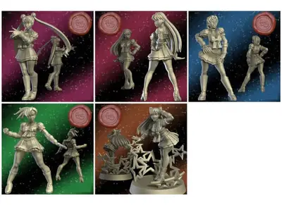 Sailor Moon Pack X5 Miniaturas Archivo Stl Para Impresión 3d