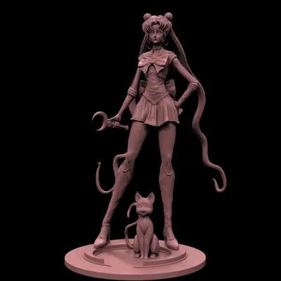 Sailor Moon Usagi Y Luna Archivo Stl Para Impresion 3D