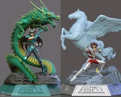 Saint Seiya Combo Shiryu Y Seiya Stl Obj Impresión 3d