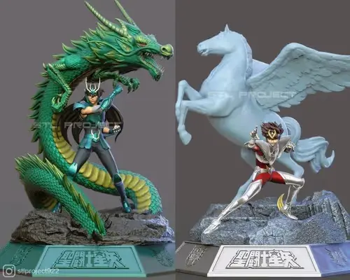 Saint Seiya Combo Shiryu Y Seiya Stl Obj Impresión 3d