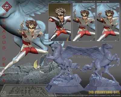 Saint Seiya Seiya + Pegasus Stl Obj Impresión 3d