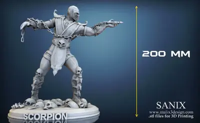 Scorpion Mortal Kombat Archivo STL OBJ para Impresion 3D