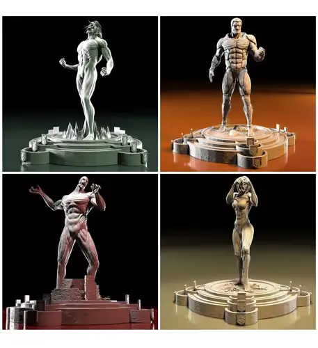 Shingeki No Kyojin Pack 1 X 4 Archivos Stl Impresión 3d