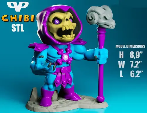 Skeletor Chibi 3dxm Archivos Stl Impresión 3d