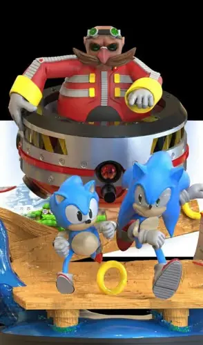 Sonic Diorama 1 Stl Obj Impresión 3d