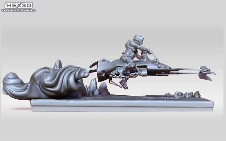 Speederbike Diorama Full Archivo STL Impresión 3D