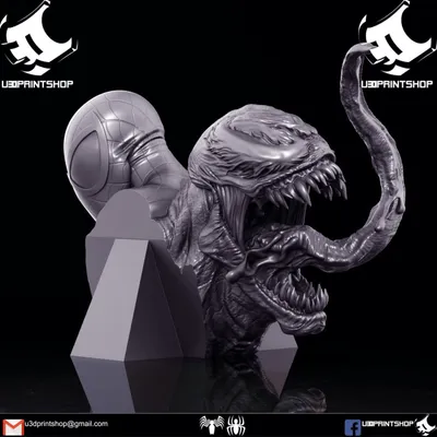 Spider Man Vs Venom Busto Archivo STL Impresión 3D