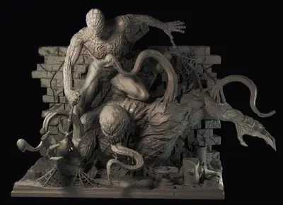 Spiderman vs Venom Archivo STL OBJ para Impresion 3D