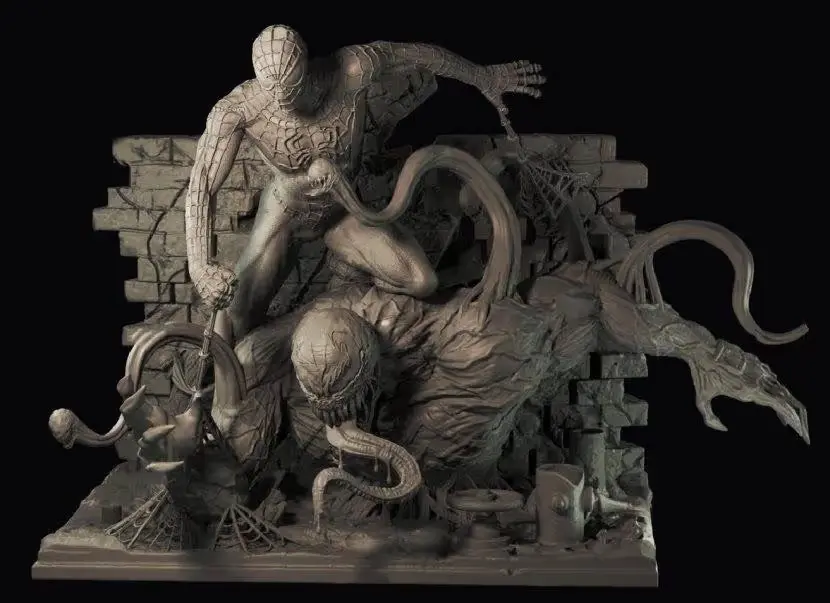 Spiderman vs Venom Archivo STL OBJ para Impresion 3D