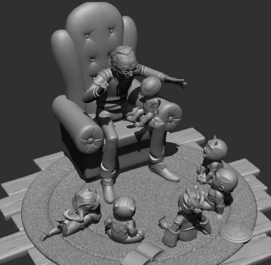 Stan Lee Y Kids Archivo Stl Obj Para Impresion 3D