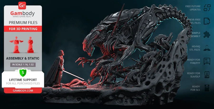 Star Wars Alien Queen Vs Darth Vader  Archivo STL Impresión 3D