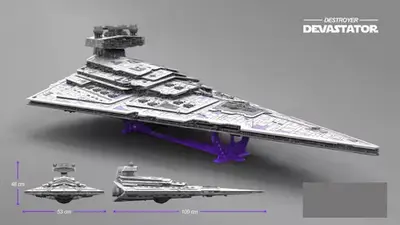Star Wars Destructor Imperial Con Base Stl Para Impresión 3d