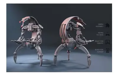 Star Wars Droideka Gambody Stl Obj Impresión 3d