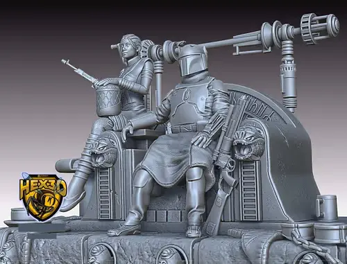 Star Wars Fett Throne Diorama Hex Archivos Stl Impresión 3d