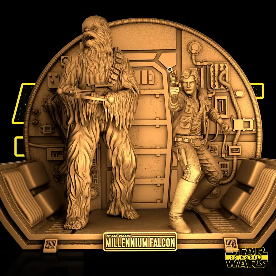Star Wars Han Solo E Chewbacca Archivo Stl Para Impresion 3D