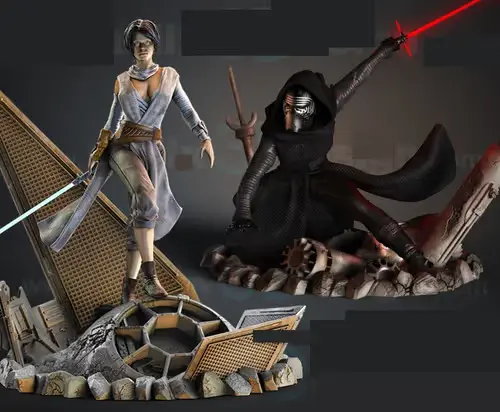 Star Wars Kylo Ren Y Rey Malix3d Stl Obj Impresión 3d