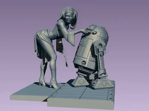 Star Wars Leia R2 Pinup Archivo Stl Para Impresión 3d