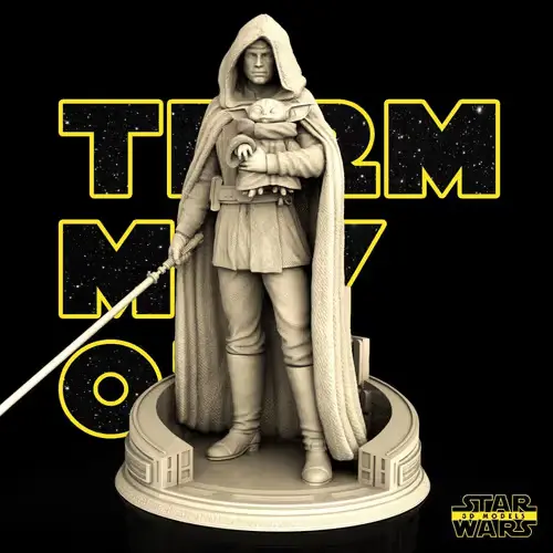 Star Wars Luke Skywalker + Bust + Grogu Stl Obj Impresión 3d