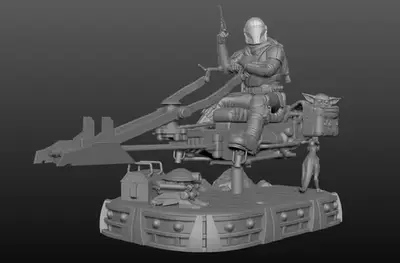 Star Wars Mandalorian Diorama Bike Stl Obj Impresión 3d