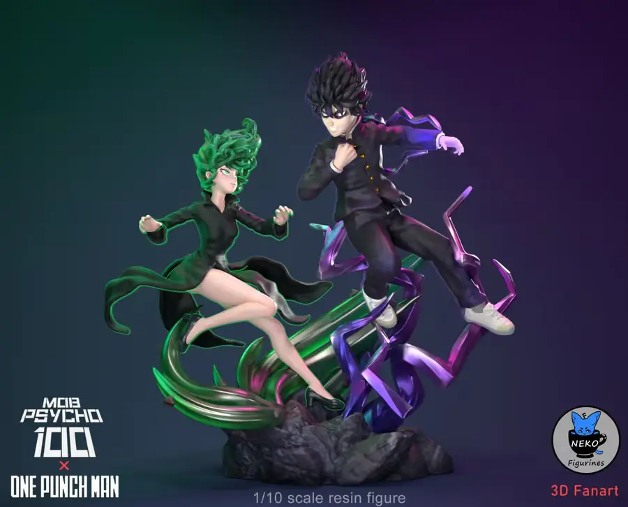 Tatsumaki vs mob diorama Archivo STL OBJ para Impresion 3D