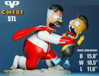The Simpsons Homini-man Chibi Archivos Stl Impresión 3d