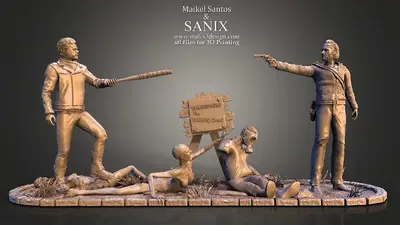 The Walking Dead Diorama Archivo STL OBJ para Impresion 3D